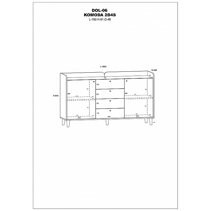 Kumode "DOLCE" (glancēts) 160x91x46