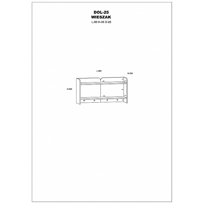 Priekšnama plaukts "DOLCE" 90x45x25