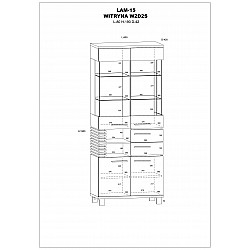 Vitrīna "LAMIR" 80x190x42