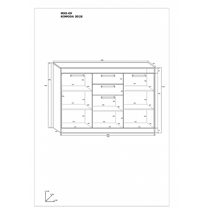 Kumode  "MAXIMUS" (glancēts) 148x101.8x41.4