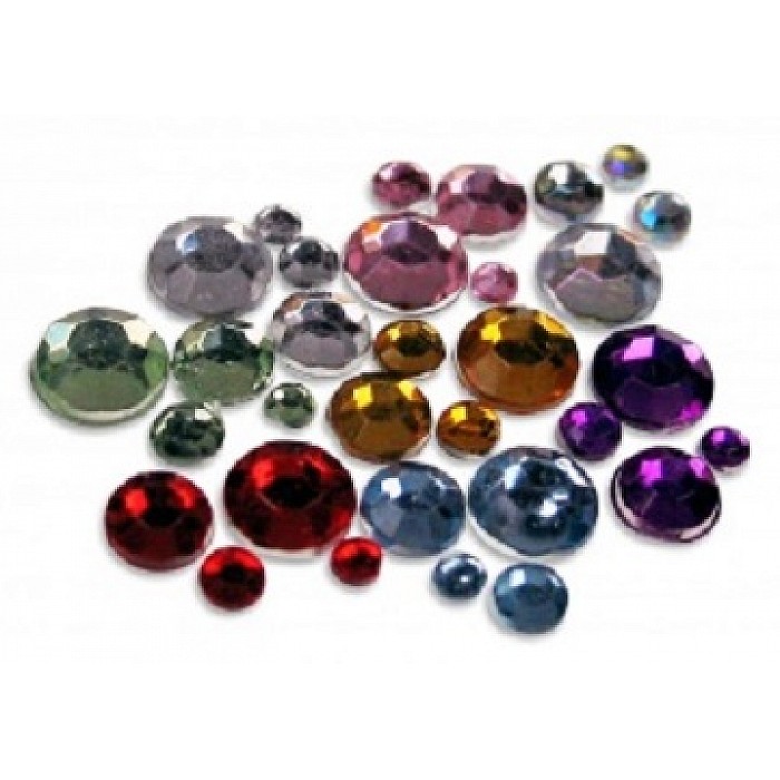 Akrila dekoratīvie kristāliņi, plakani (D 2 - 4 mm, 16 g)
