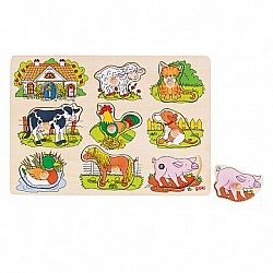 Koka puzle ar dzīvnieku skaņām "Ferma"