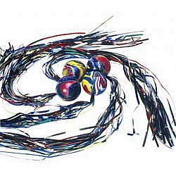 Kaučuka bumbiņa ar lentēm  "Krāsu virpulis"