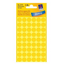 Apaļas uzlīmes, dzeltenas (diam. 12 mm)