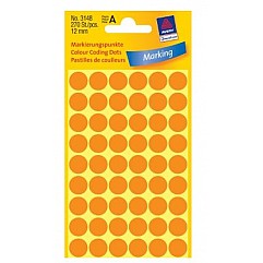 Apaļas uzlīmes, neona oranžas (diam. 12 mm)