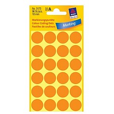 Apaļas uzlīmes, neona oranžas (diam. 18 mm)