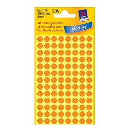 Apaļas uzlīmes, neona oranžas (diam. 8 mm)