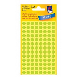 Apaļas uzlīmes, neona zaļas (diam. 8 mm)