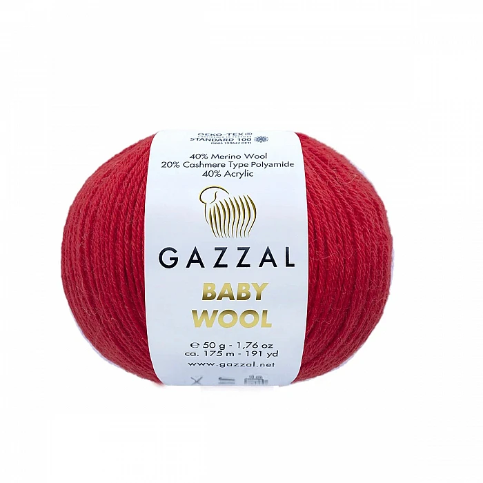 GAZZAL Baby Wool пряжа - красная (50 г, 175 м)