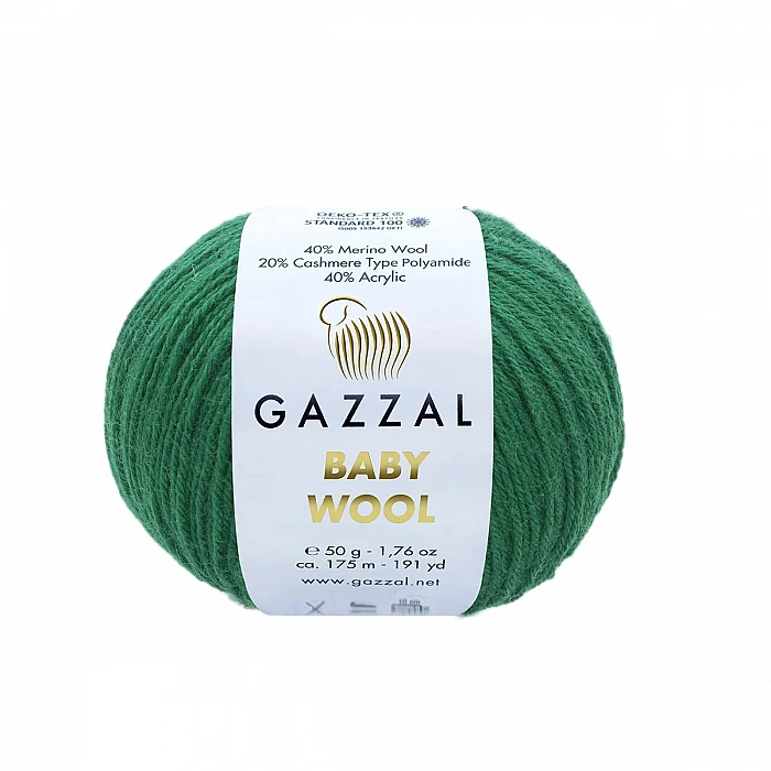 GAZZAL Baby Wool Yarn – Moss Green (50 g, 175 m)
