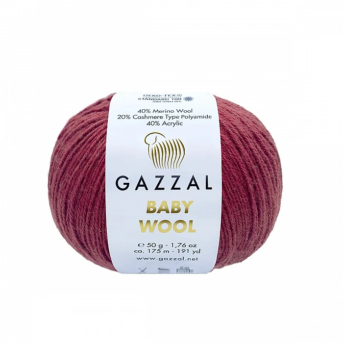 GAZZAL Baby Wool Yarn - Dark Red (50 g, 175 m)