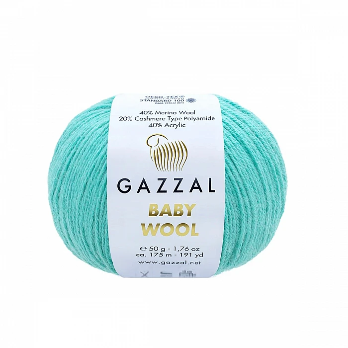 GAZZAL Baby Wool Yarn - Turquoise (50 g, 175 m)
