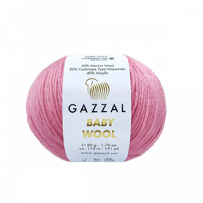 GAZZAL Baby wool пряжа - тёмно-розовая (50 г, 175 м)