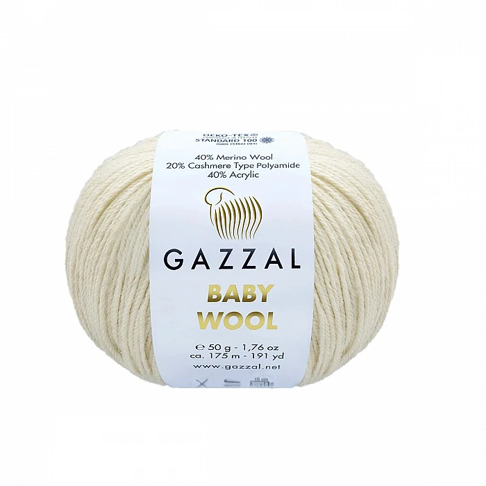 GAZZAL Baby wool dzija - krēmbalta (50 g, 175m)