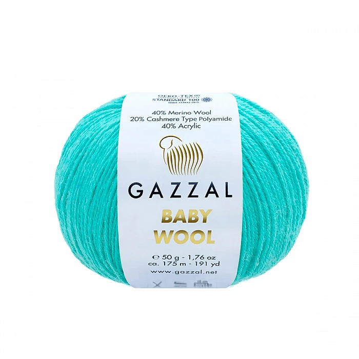 GAZZAL Baby Wool Yarn - Neon Blue (50 g, 175 m)