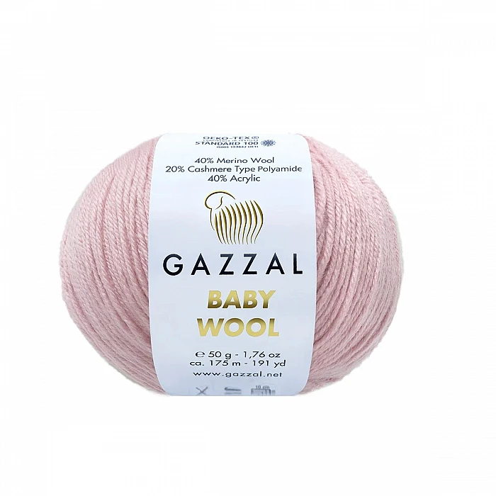 GAZZAL Baby Wool Yarn - Light Pink (50 g, 175 m)
