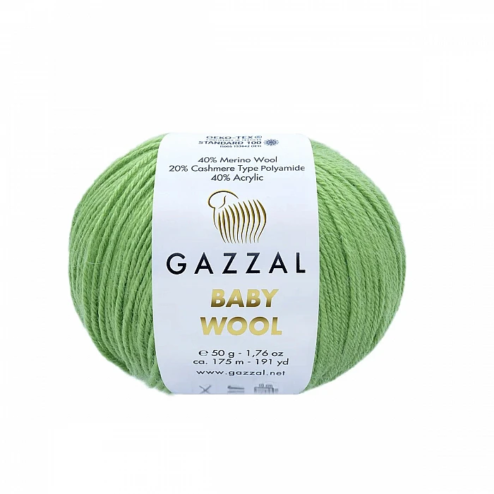 GAZZAL Baby Wool Yarn - Green (50 g, 175 m)