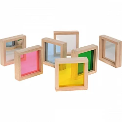 Деревянные кубики с зеркалом и красками