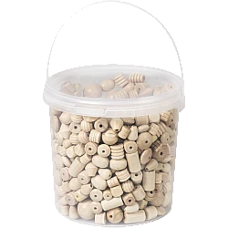 Wooden Beads Bucket - Natural Colours (D6 - 25 mm)