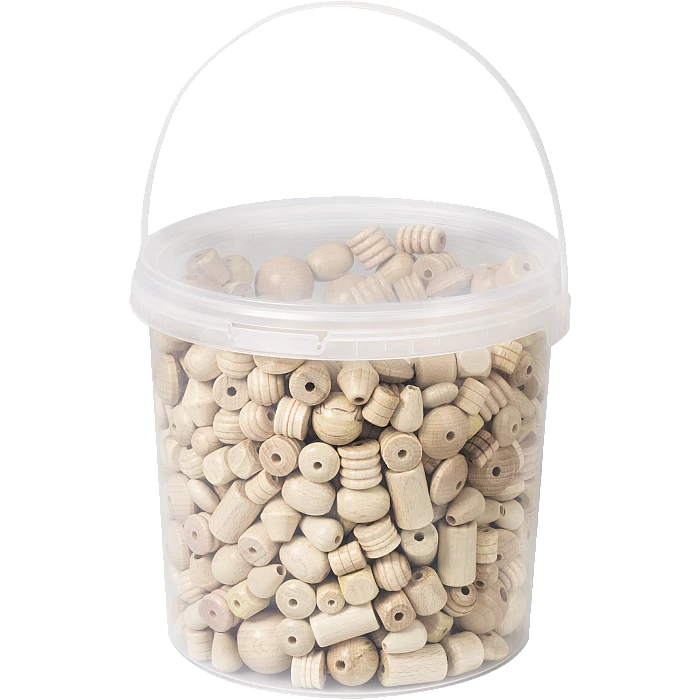 Koka pērlītes spainī - dabīgas krāsas (D6 - 25 mm)