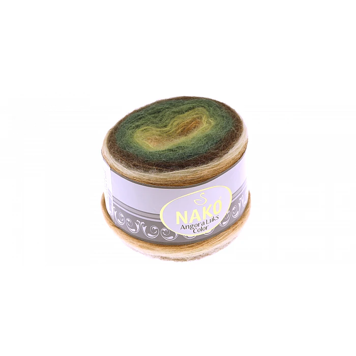Nako Angora Luks Color dzija - zaļa/brūna (150g, 810m)