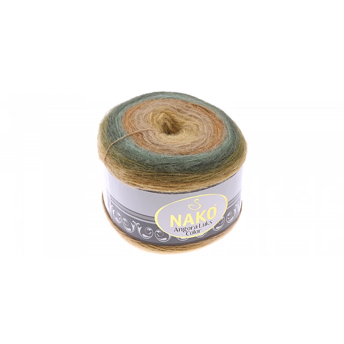 Nako Angora Luks Color пряжа - бежево/зеленая (150 г, 810 м)