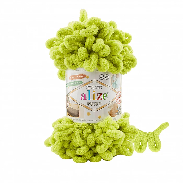 Alize Puffy Yarn - Bright Green (100 g, 9 m)