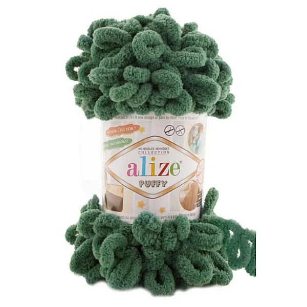 Alize Puffy yarn - pine green (100 g, 9 m)