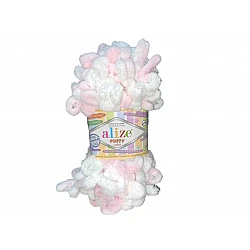 Alize Puffy пряжа — светло-розовый, белый, мята (100 г, 9 м)