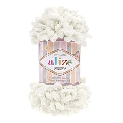 Alize Puffy пряжа — молочно‑белая (100 г, 9 м)