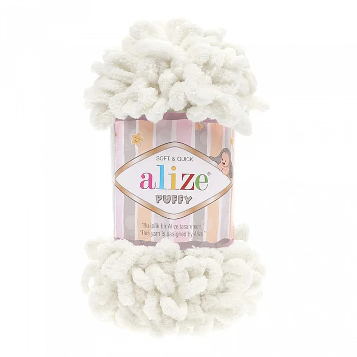 Alize Puffy Yarn - Milk White (100 g, 9 m)