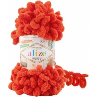 Alize Puffy Yarn - Bright Red (100 g, 9 m)