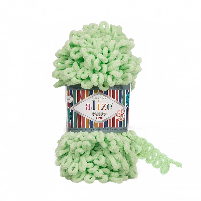 Alize Puffy Fine yarn - pastel green (100 g, 9 m)