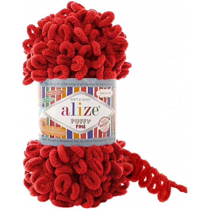 Alize Puffy Fine yarn - red (100 g, 9 m)
