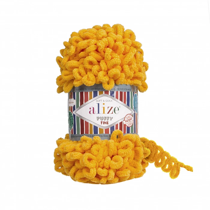 Alize Puffy Fine yarn - yellow (100 g, 9 m)