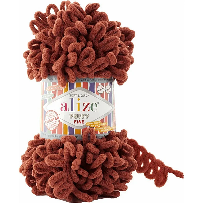 Alize Puffy Fine yarn - brown (100 g, 9 m)