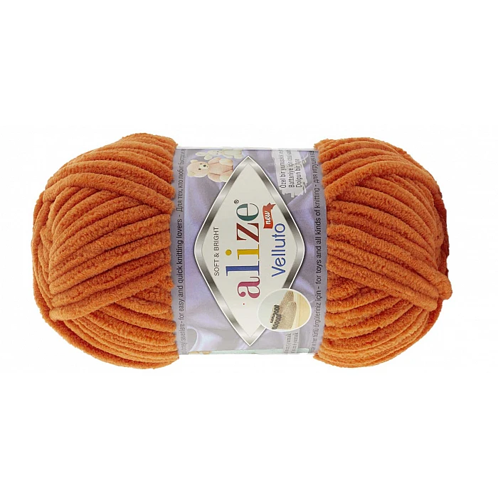 Alize Velluto yarn - orange (100 g, 68 m)