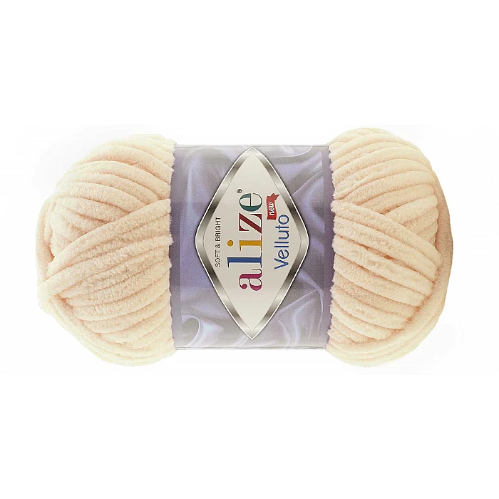 Alize Velluto yarn - cream white (100 g, 68 m)