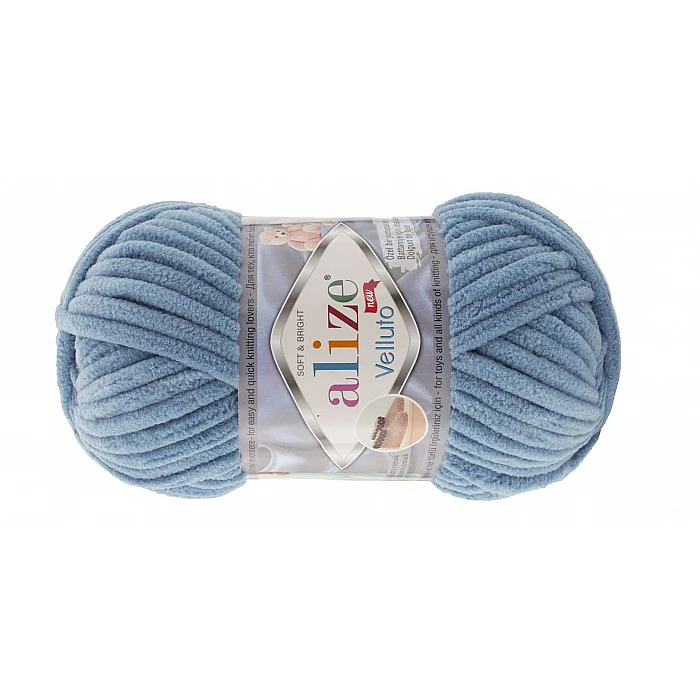 Alize Velluto yarn - sky blue (100 g, 68 m)