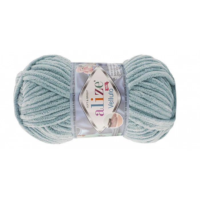 Alize Velluto yarn - grey-blue (100 g, 68 m)