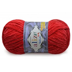 Alize Velluto пряжа — красная (100 г, 68 м)