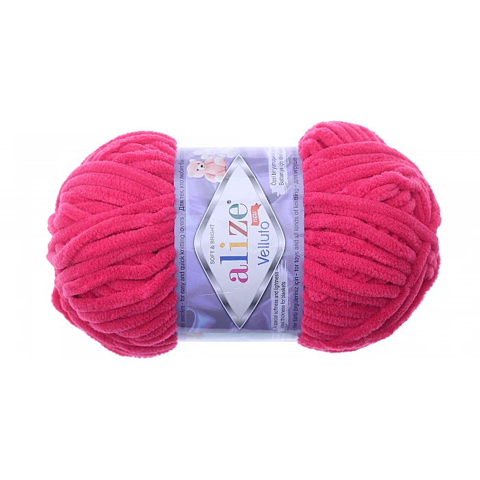 Alize Velluto yarn - bright pink (100 g, 68 m)