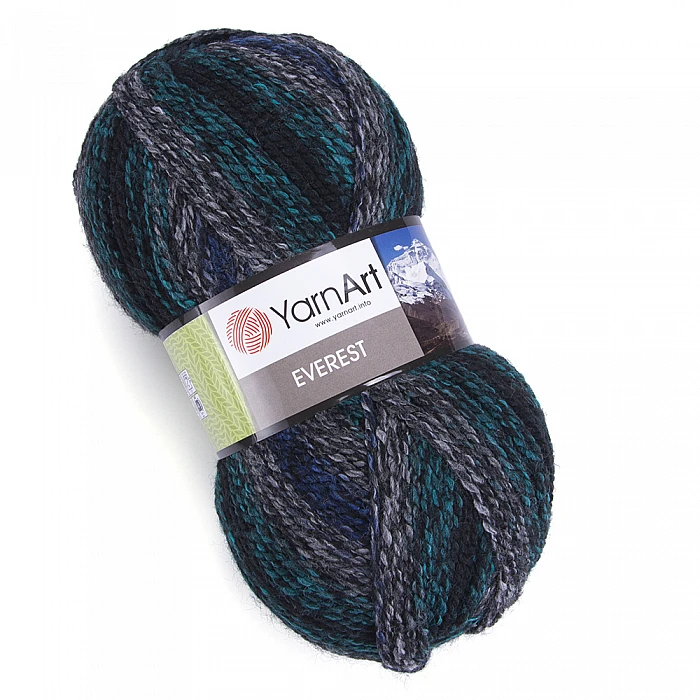 YarnArt Everest yarn - dark green, blue, grey (200 g, 320 m)