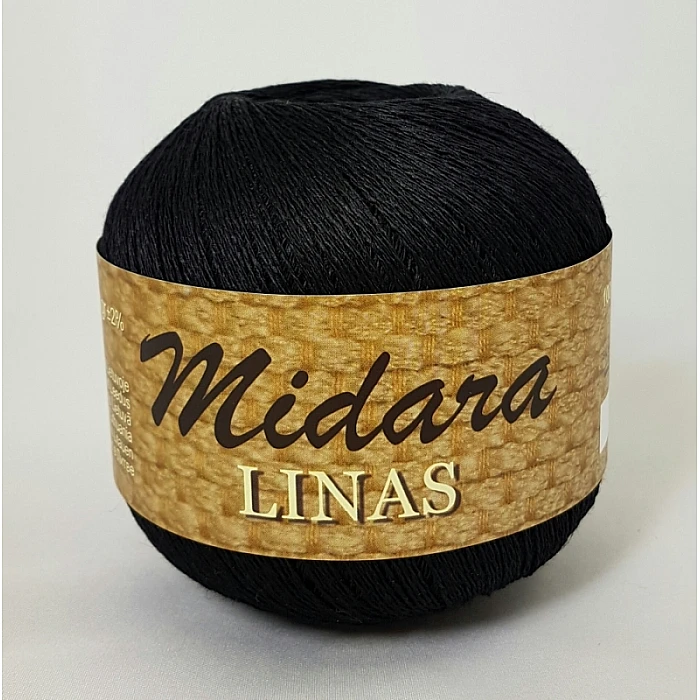 Midara Linen Yarn - Black (100 g, 600 m)