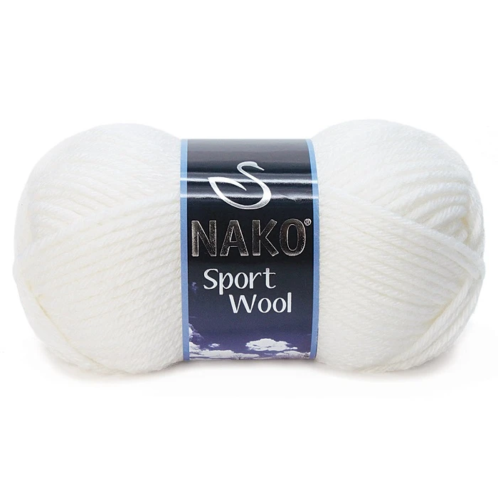 Nako Sport Wool - белый (100 г, 120 м)