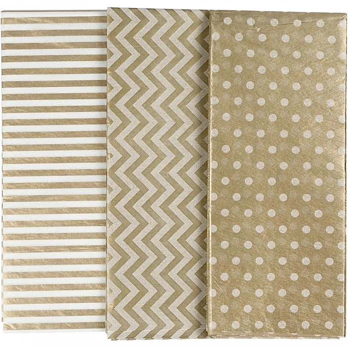 Шелковая бумага с печатью - золото (6 шт., 50x70 см)