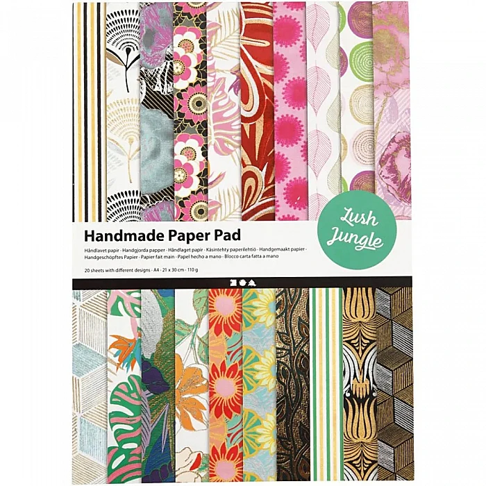 Handmade Patterned Paper – Jungle Motif (20 pcs, A4)