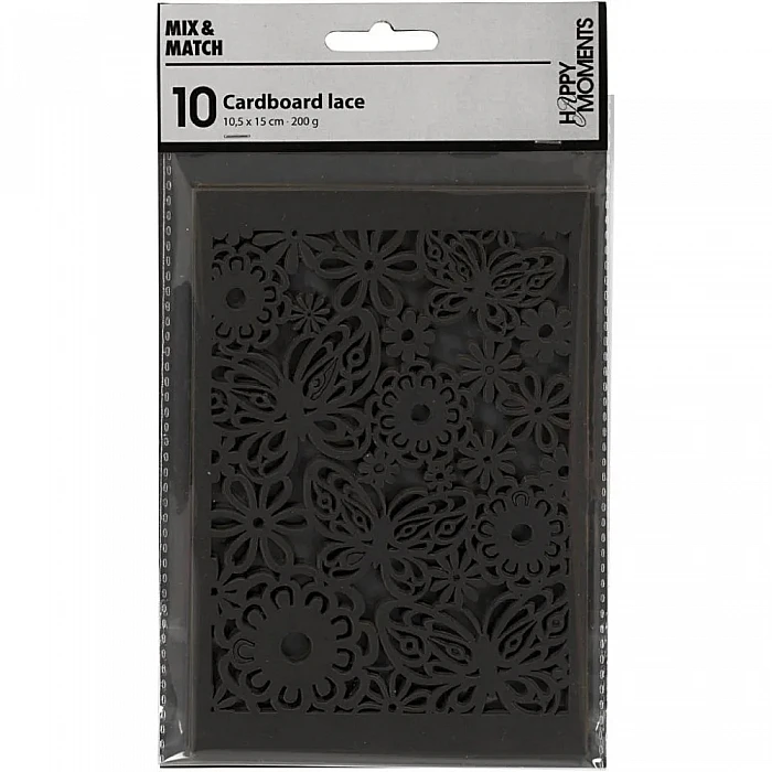 Kartons mežģīnu rakstā - melns