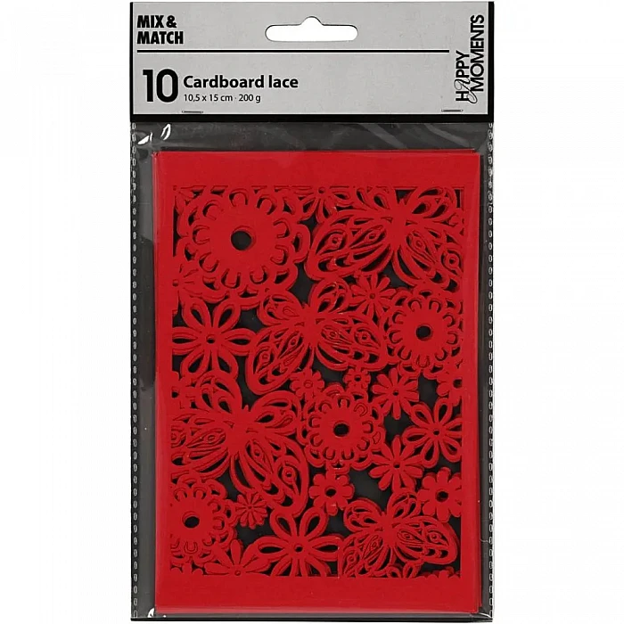 Kartons mežģīnu rakstā - sarkans