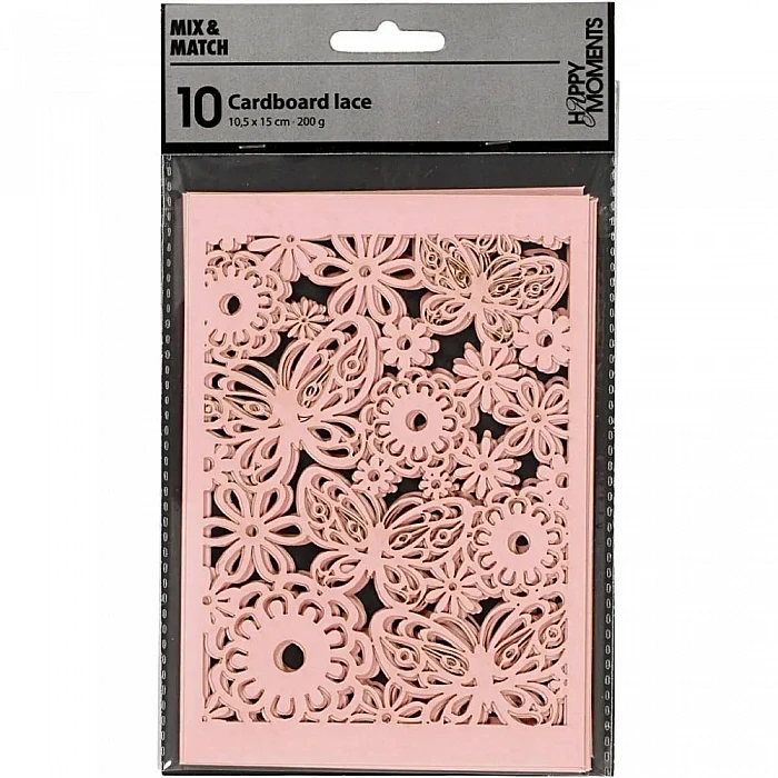 Kartons mežģīnu rakstā - rozā